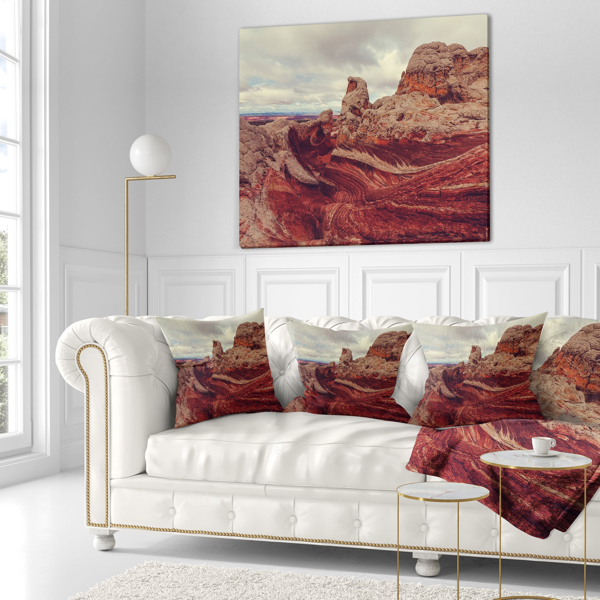 Designart Beautiful View of Vermillion Cliffs - Landscape Printed Throw Pillow - 18x18
