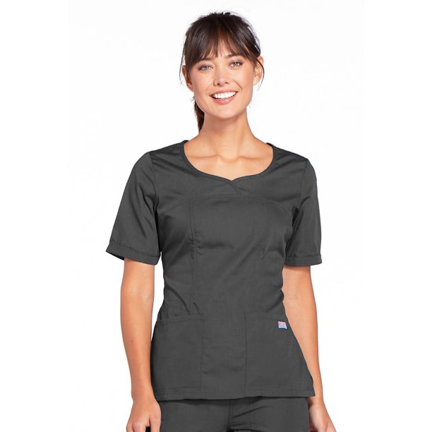 Cherokee Cherokee Workwear Women Scrubs Top, VNeck, Plus Size, 4746, 5XL, Pewter Walmart
