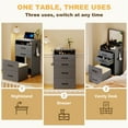 thumbnail image 3 of VKCC 3 in 1 Compact Vanity Desk Set with Flip Top Mirror Makeup Dressing Table with Stool and Drawers for Small Spaces, Grey, 3 of 9