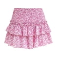 thumbnail image 4 of XIAOCHA Womens Floral Print Ruffle Mini Skirt Smocked High Waist Casual Summer Skirts, 4 of 4