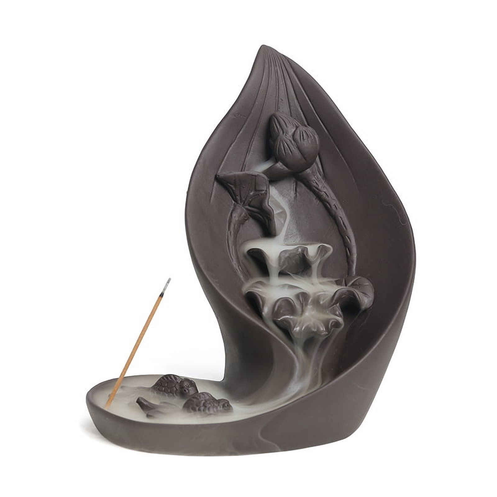 Purple Clay Backflow Incense Holder Creative Lotus Leaf Smoked Aroma Burner Waterfall Incense Burner Home Decoration Craft