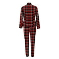 thumbnail image 3 of QUYUON Women Pant Suits 2 Pieces Business Casual Long Sleeve Collared Open Front Blazer Jacket Pocket Plaid Print Blazer and Pants Set Two Piece Outfits Q-Red M, 3 of 5