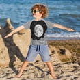thumbnail image 3 of FORMRS Boys Rash Guard Short Sleeves Swim Shirt Quick Dry UPF 50+ Sun Protection, Sizes 3-12T, Black Moon, 3 of 6