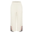 thumbnail image 6 of Delayuji Womens Cotton Linen Pant Casual Daily Embroidery Flora Printed Wide Leg Pant Retro Style Pants Plus Size M-4XL, 6 of 7