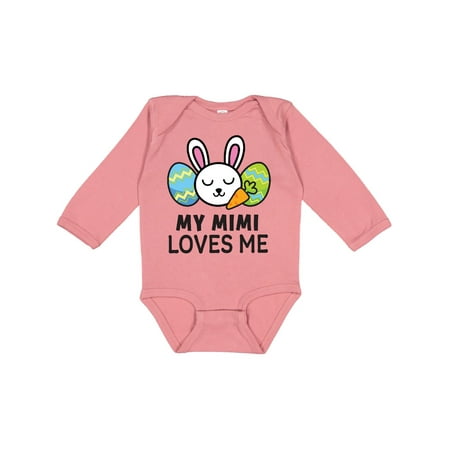 

Inktastic My Mimi Loves Me with Bunny and Easter Eggs Gift Baby Boy or Baby Girl Long Sleeve Bodysuit