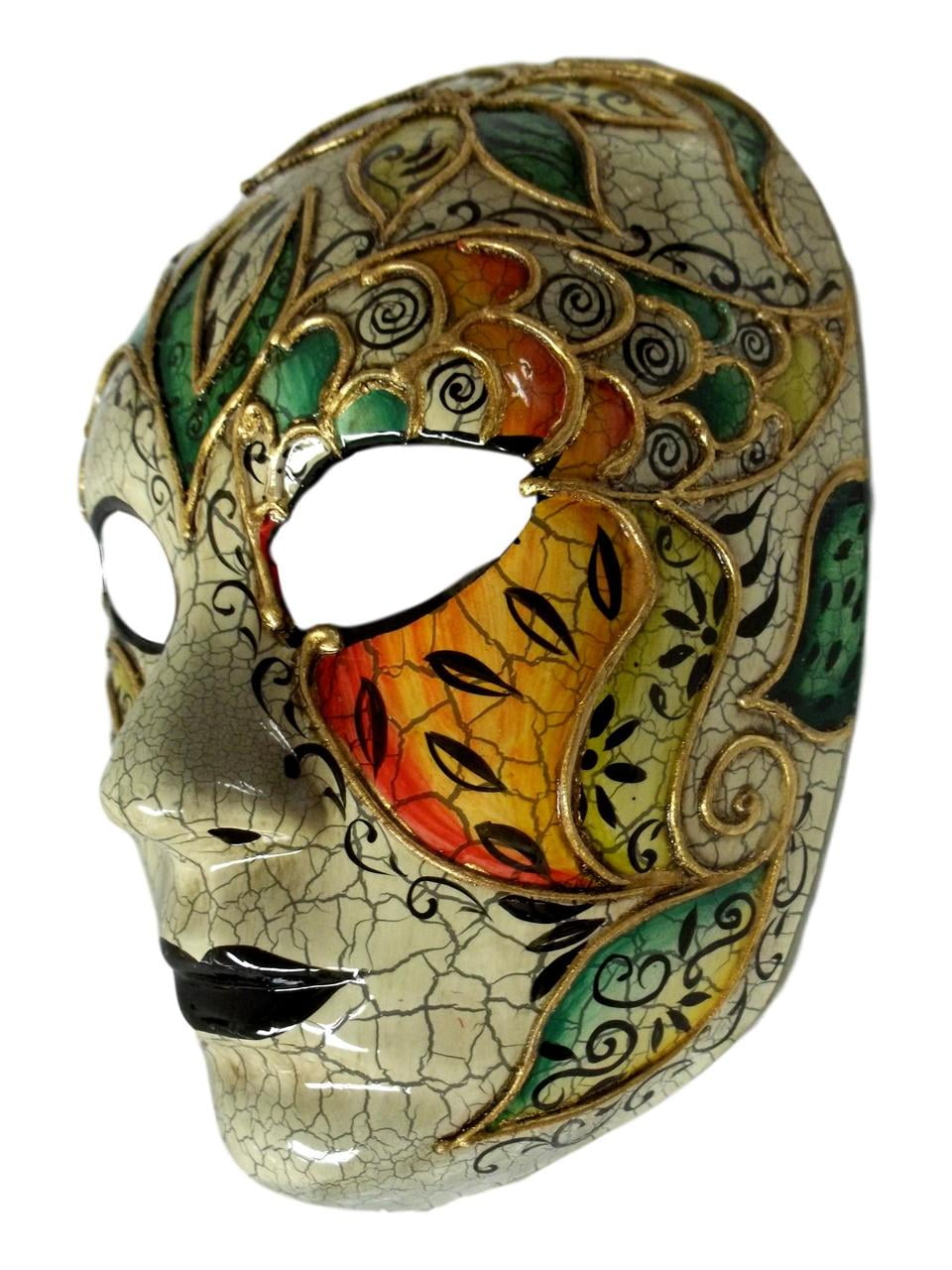 Angelica Full Face Lady Mask Masquerade Orange Green White