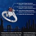thumbnail image 2 of Gem Stone King 925 Sterling Silver Red Rhodolite Garnet White Moissanite and White Lab Grown Diamond Ring for Women (1.55 Cttw, Heart Shape 6MM, Gemstone January Birthstone, Size 9), 2 of 6