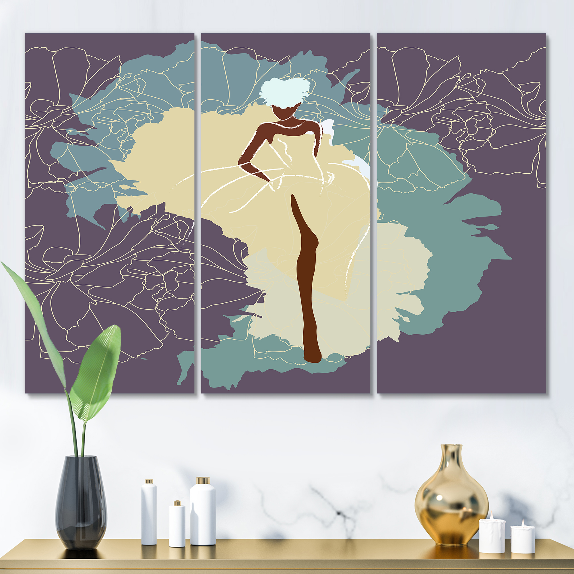 Designart ' Abstract African American Woman In Gorgeous Wedding Dress ' Modern Canvas Wall Art Print