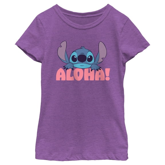 Girl's Lilo & Stitch Aloha Stitch Graphic Tee Purple Berry X Small