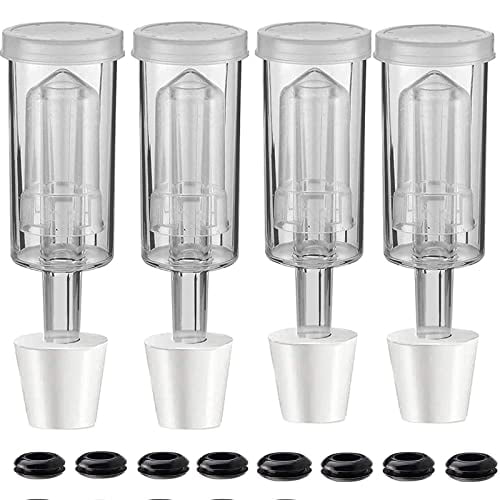 3Piece Airlock with 6 Stopper and grommet 4 Pack, Fermentation Airlock Beer Wine Kombucha
