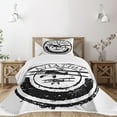 thumbnail image 3 of Ambesonne Vintage Airplane Quilted Bedspread Set 2 Pcs, Aviation Retro, Twin Size, Black and White, 3 of 6