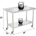 thumbnail image 3 of 48x24 In Stainless Steel Work Table with Wheels Hooks and Backsplash Adjustable Shelf Heavy Duty Commercial Prep Table for Kitchen Garage Home Use, 3 of 6