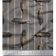 thumbnail image 1 of Soimoi Gray polyester Crepe Fabric Stripe Feather Print Fabric by Yard 52 Inch Wide, 1 of 3