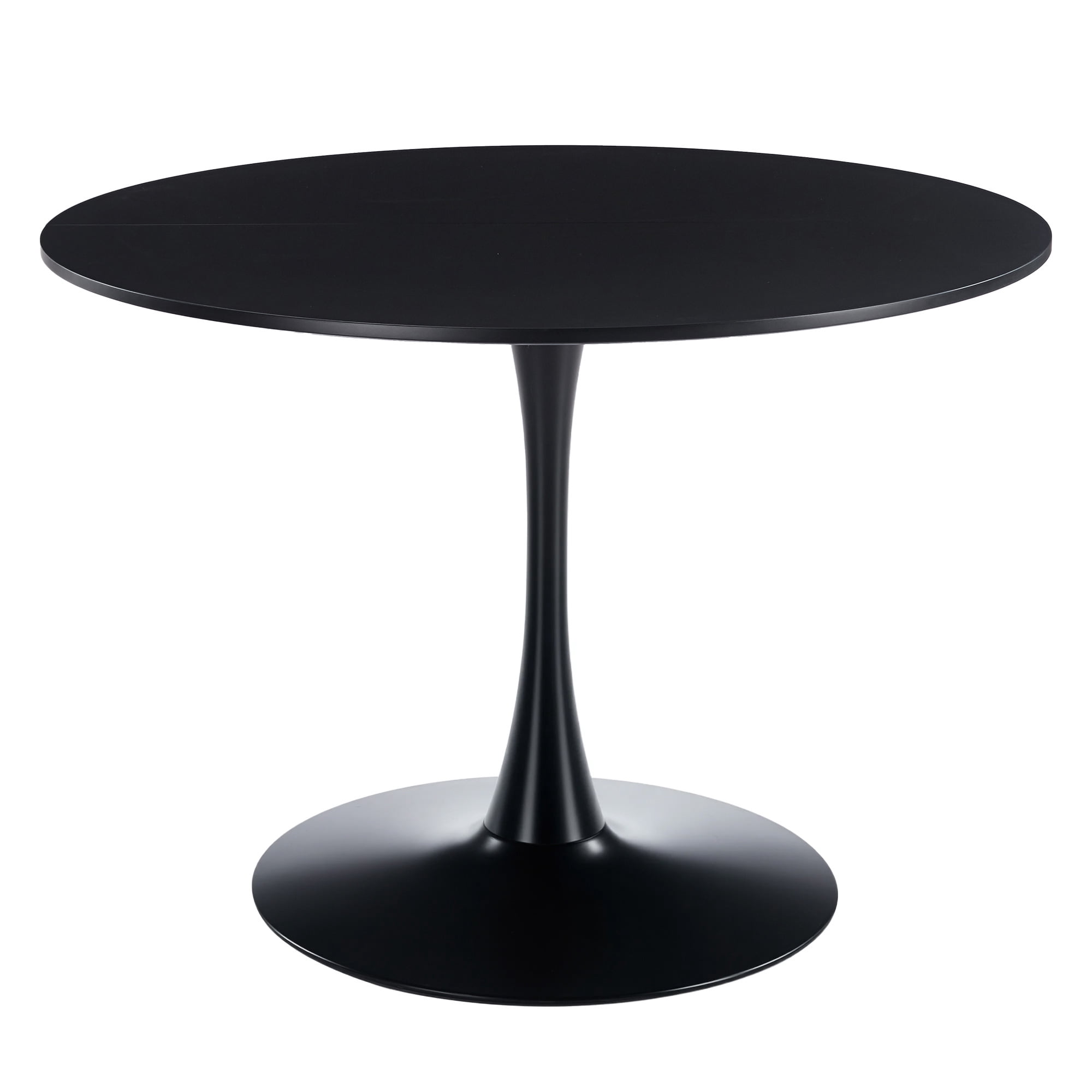 Mintazer 42.1" Large Round Dining Table Top Tulip Table for 4-6 People, Mid-Century MDF Kitchen Table for Dining Room, Black