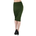 thumbnail image 2 of ToBeInStyle Women's Premium Cotton-Blend Basic Knee Skirt - Army Green - S, 2 of 3