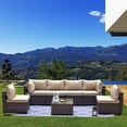 thumbnail image 4 of Gotland 7 Piece Outdoor Patio Furniture Set PE Rattan Wicker Patio Sectional Sofa Conversation Set(Sand), 4 of 8