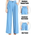 thumbnail image 5 of Liher Women Straight Leg Pants Casual Work Wide Leg Trousers Pleate Palazzo Pants Flowy Summer Pant Blue Bell Bottoms with Pocket Clothes Size M, 5 of 5