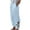 Light Blue, variant on qolati Cotton Linen Capris Pants for Women Loose Fit Wide Leg Cropped Beach Trouse Wide Leg Elastic Yoga Sweatpants