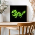 thumbnail image 2 of Framed Canvas Wall Art for Living Room Flames Dragon Wall Decor, Green Modern Art Aesthetic Paintings for Bedroom Office Kitchen Bathroom, Ready to Hang Artwork Wall Pictures 8x8 Inch, 2 of 9