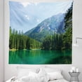 thumbnail image 1 of Nature Tapestry, Lake Surrounded by Forest at Mountain Valley Austrian Rural Scenery, Fabric Wall Hanging Decor for Bedroom Living Room Dorm, 5 Sizes, Pale Blue Hunter Green, by Ambesonne, 1 of 1