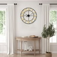 thumbnail image 4 of 24 Inch Modern Farmhouse Wall Clocks for Living Room Decor, Silent Non-Ticking Analog Battery Operated Wall Clock, Black Rustic Metal Clock with Golden Arabic Numerals for Bedroom, Home Office, 4 of 7