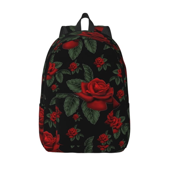 Hirioo Roses Canvas Backpack, Durable Travel Backpack with Multiple Compartments,Large Capacity, Backpack for School, Hiking, Work