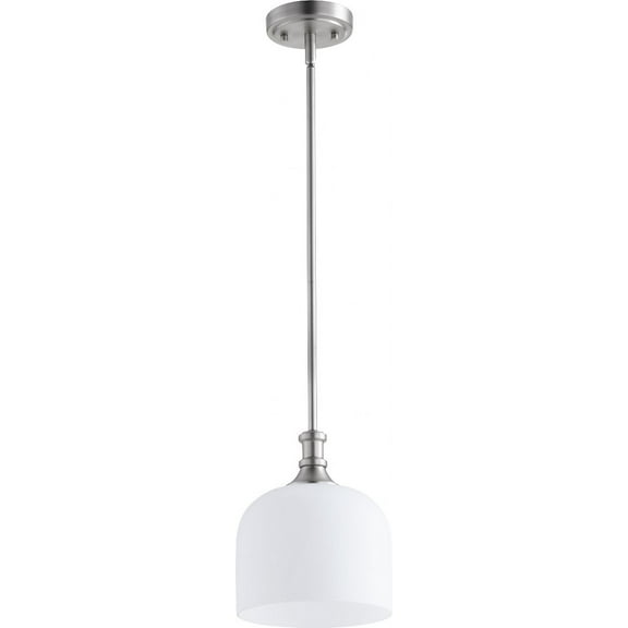 Quorum Lighting Richmond 1-Light Pendant, Satin Nickel, 8W, 9.5H, Stem Hanging, Dry Rated
