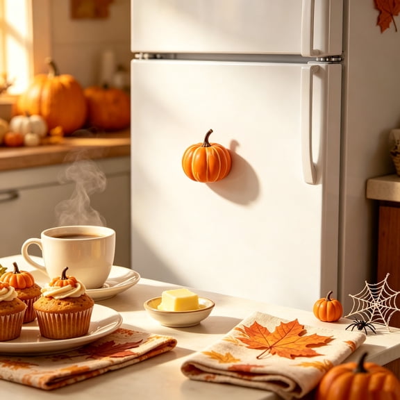 Luoshdecor Mini Pumpkin Fridge Magnet, Fall Harvest Resin Refrigerator Magnets for Thanksgiving Kitchen Home Office Decor
