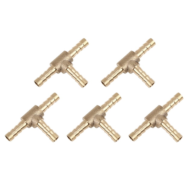 Conector De 3 Vías En Forma De T para Manguera De Púa De Latón 5mm Para Tubo De Aire De Gas Agua 5Pcs