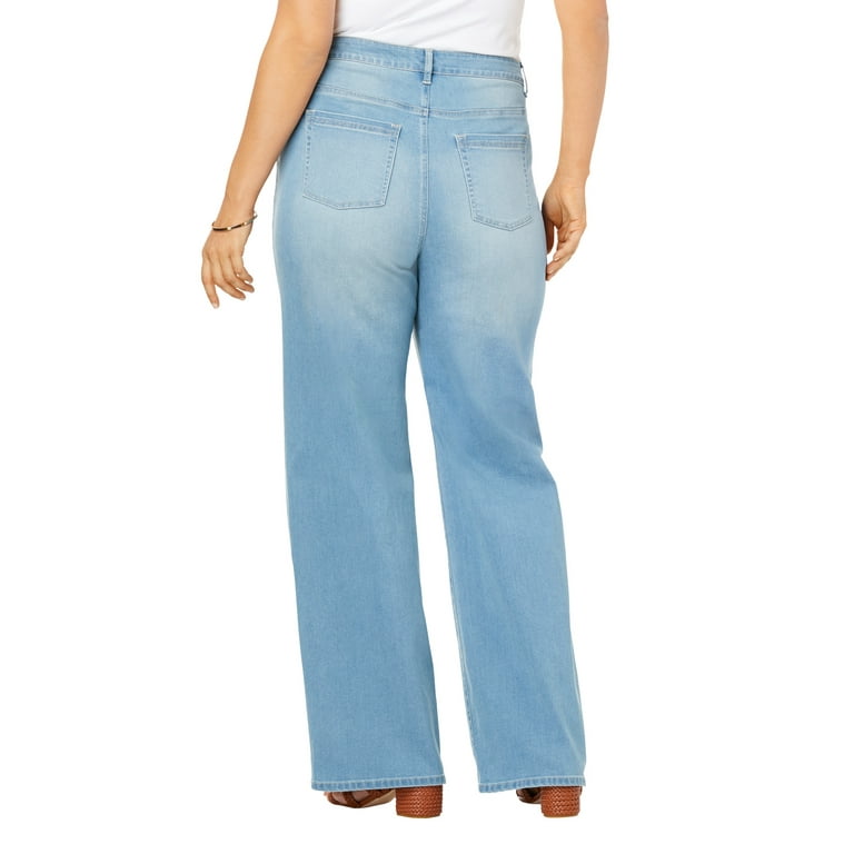 Roamans Women's Plus Size Wide-Leg Jean With Invisible Stretch By Denim  24/7 Soft Comfortable - Walmart.com