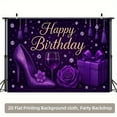 thumbnail image 4 of Purple Happy Birthday Backdrop Purple Rose Heels Birthday Photography Background Glitter Stars Diamond Birthday Party Decorations Banner Supplies Photo Booth Props, 4 of 6