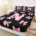 thumbnail image 3 of Castle Fairy Personalized Initial 4pcs Bed Sheets,Dreamy Princess King Sheets,Black Pink Super Cozy Sheet Set,Lightweight Kawaii Room Decor, 3 of 7