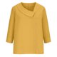thumbnail image 4 of Tops de Color Sólido para las Mujeres Camisa de Botón Casual 3/4 Manga Cuello Redondo Tops de Lino para las Mujeres Primavera Verano, 4 of 7