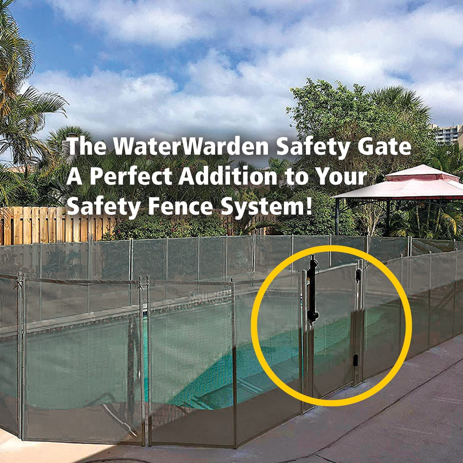 WaterWarden 5' x 30" Pool Safety Gate, Self-Closing, UL Certified to ASTM Safety Standard F2286, Gray