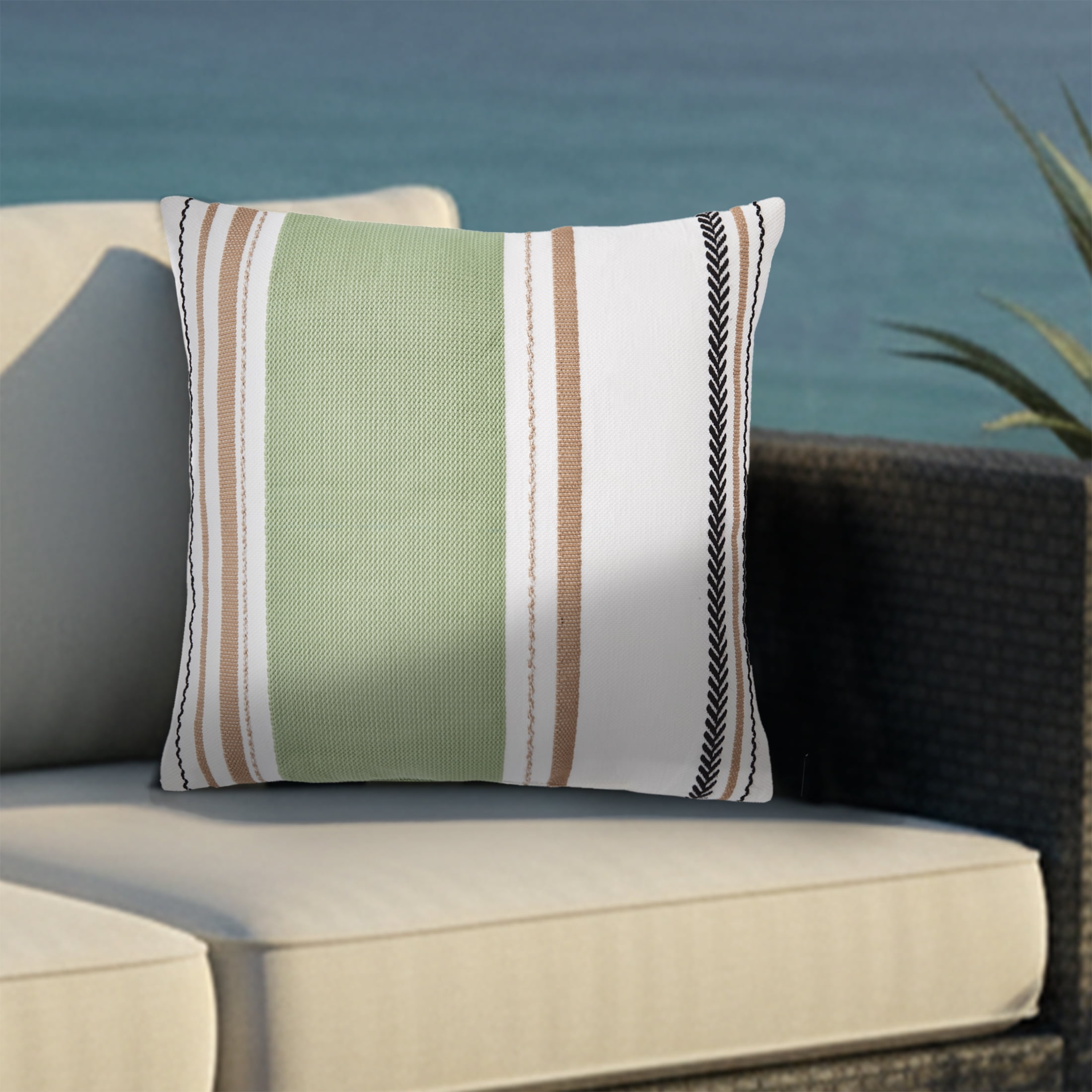 Better Homes & Gardens 18" x 18" Green Bold Stripe Outdoor Pillow