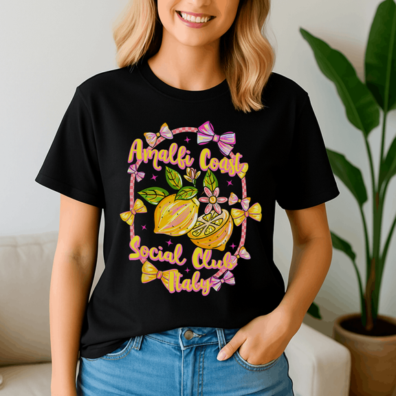 Amalfi Coast Italy Social Club Bow Lemon Travel Vacation Shirt,Summer Beach Tee,Summer Vibes,Summer Girl,Hello Summer,Summer Vacation Tshirt