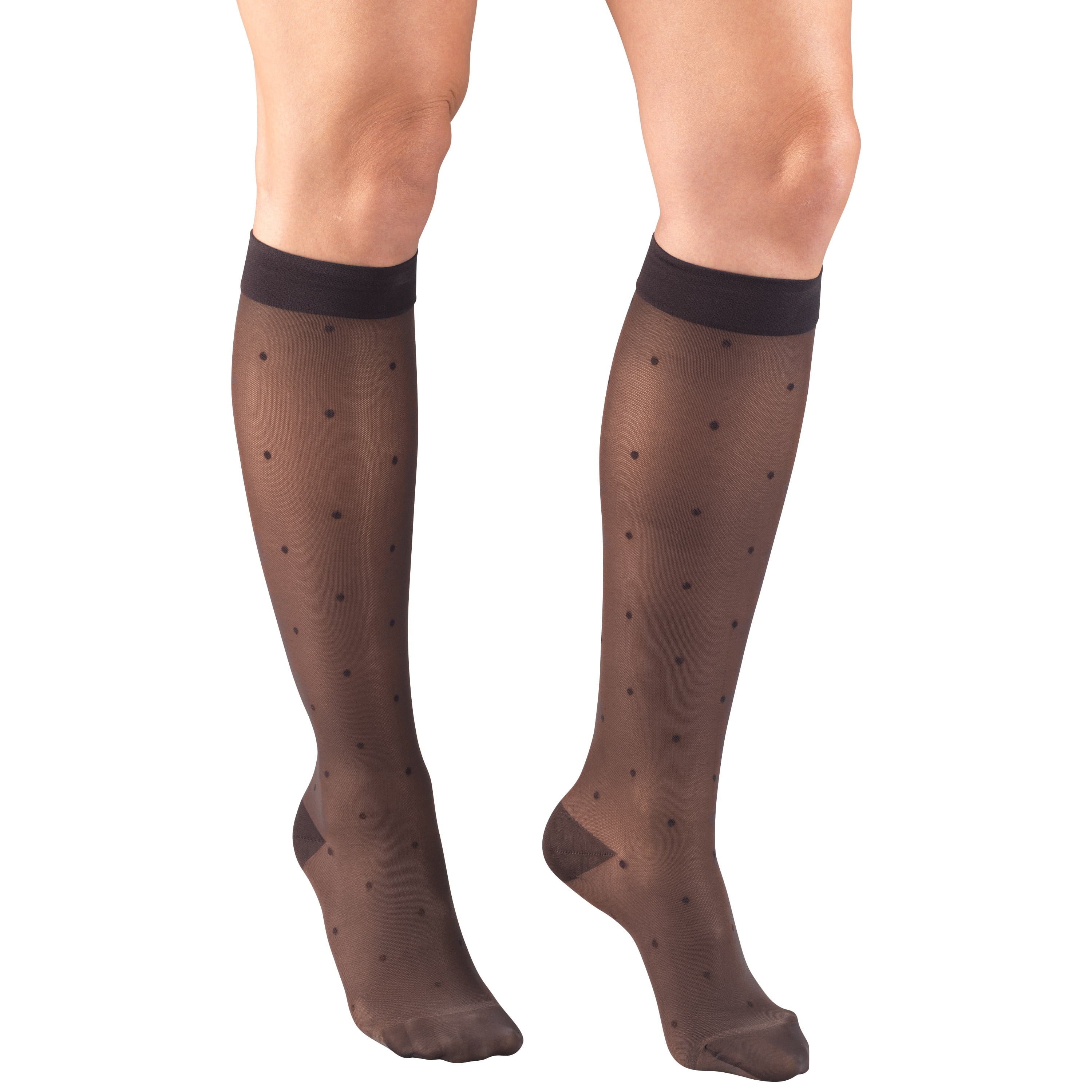 Truform Women's Stockings, Knee High, Sheer, Dot Pattern: 15-20 mmHg, Charcoal, Medium
