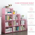 thumbnail image 3 of 9 Cube Storage Shelf Organizer DIY Bookcase Closet Cabinet for Office Home Bedroom, Pink, 3 of 6
