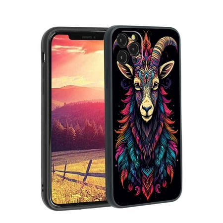 tribal-Mountain-Goat-with-feathers-317 phone case for iPhone 11 Pro for Women Men Gifts,Soft silicone Style Shockproof - tribal-Mountain-Goat-with-feathers-317 Case for iPhone 11 Pro