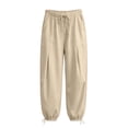 thumbnail image 6 of CHGBMOK Womens Linen Balloon Barrel Beach Pants Boho Harem Flowy Drawstring Casual Loose Pants with Pockets, 6 of 8
