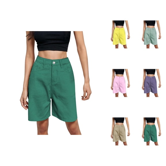 Bermuda Shorts for Women Summer High Waisted Wide Straight Leg Business Casual Work Shorts with Pockets