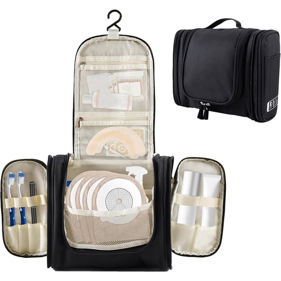 Large Multi Pocket Hanging Toiletry Bag with Hook, Travel Makeup Organizer Bag for Women and Men, Portable Bathroom Storage Bag