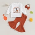 thumbnail image 2 of Okbabeha Toddler Baby Girl Thanksgiving Clothes Letter Print Crewneck Sweatshirt Tops Pumpkin Pie Flare Pants Cute Outfit, 2 of 7