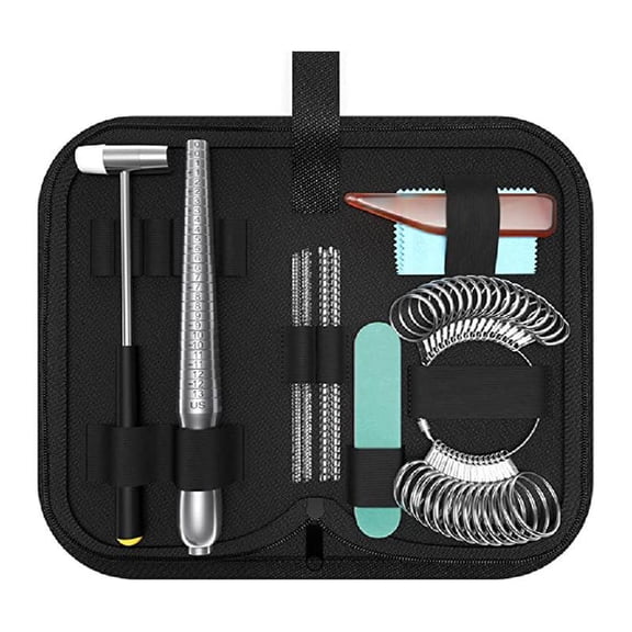 The Ring Size Measurement Tool Set Includes Ring Size Meter Ring Core Jewelry Hammer Ring Size Adjuster Polishing Rod