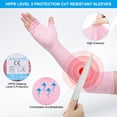 thumbnail image 3 of 20 Inch Cut Resistant Sleeves with Finger Grips Forearm Protective Sleeves Level 5 Protection Pink, 3 of 7