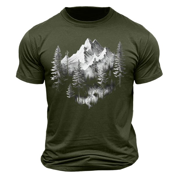 Camisa Casual de Cuello de la Tripulación de la Impresión de la Selva de Manga Corta Top Ligero de Poliéster para los Hombres, Camiseta de Manga Corta para el Uso Diario de Primavera Verano