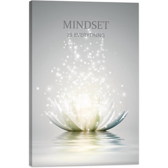 Zen Stone Canvas Wall Art - Just Breathe Yoga Quotes, White Lotus Flower Spiritual Artwork Framed Modern Decor for Bathroom Spa Living Room Bedroom
