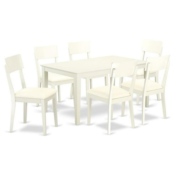 Pemberly Row 7-piece Wood Dining Set with Leather Chairs in White