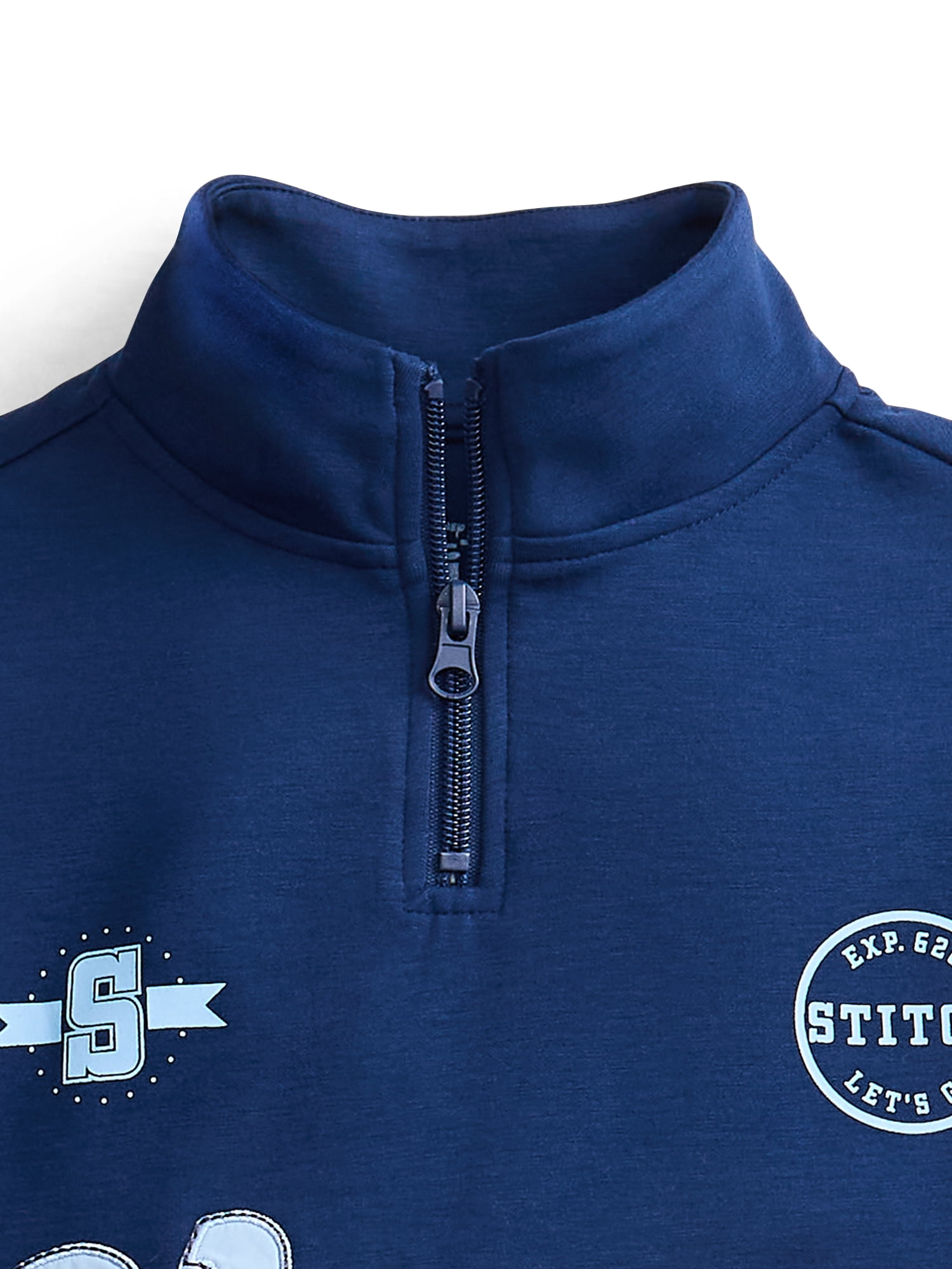 Stitch Girls' Quarter Zip Graphic Pullover Sweatshirt with Long Sleeves, Sizes 4-12