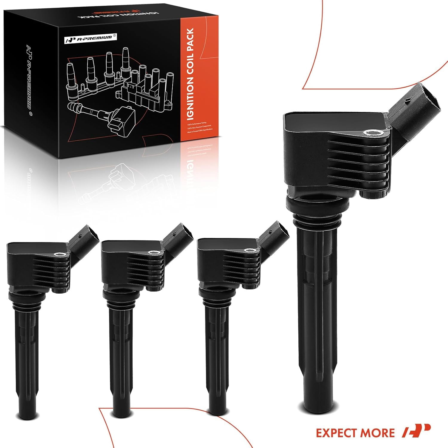 A-Premium Engine Ignition Coil Pack Compatible with Audi A3 A4 A5 A6 TT (Quattro) Q3 Q5 Q7 S3 VW Passat Tiguan Golf L4 1.8L 2.0L 4-PC Set Fits select: 2018-2020 AUDI Q5 PREMIUM PLUS